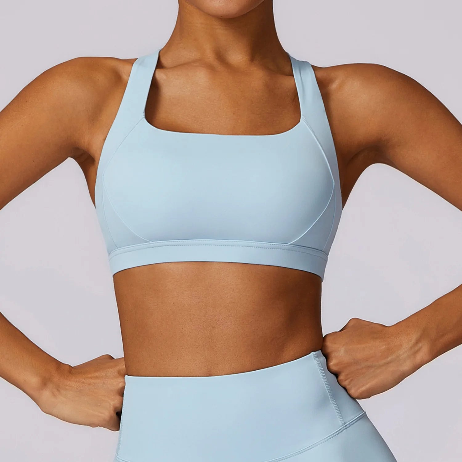 Bravellea Crossed Shoulder Strap Sports Bra - Summer Yoga Running Top