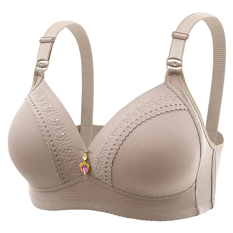 Bravellea Plus Size Nursing Bra - Wireless Side Gather Full Cup Support