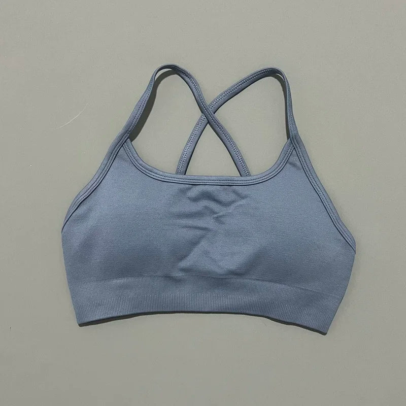 Bravellea Seamless Sports Bra - Push-Up Yoga Top with Removable Pads