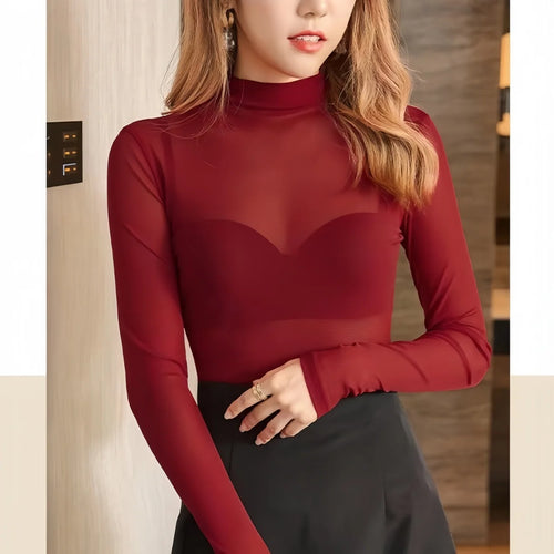 Bravellea Sheer Mesh Bodysuit - Long Sleeve Sexy Lingerie Plus Size