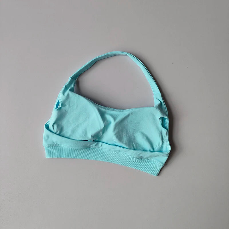 Bravellea Shockproof Seamless Sports Bra - Padded Backless Workout Top