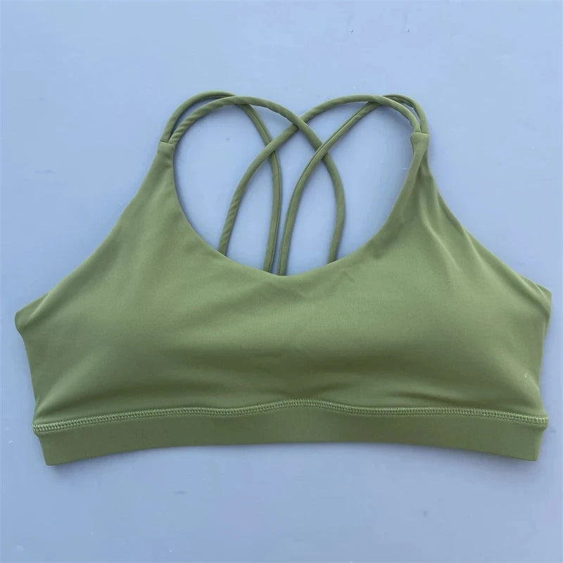 Bravellea Solid Color High Strength Sports Bra - Soft Tight Fitness Top with Chest Pad