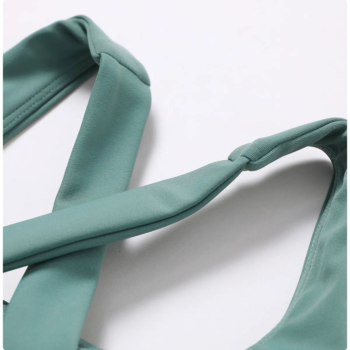 Bravellea Crossed Shoulder Strap Sports Bra - Summer Yoga Running Top
