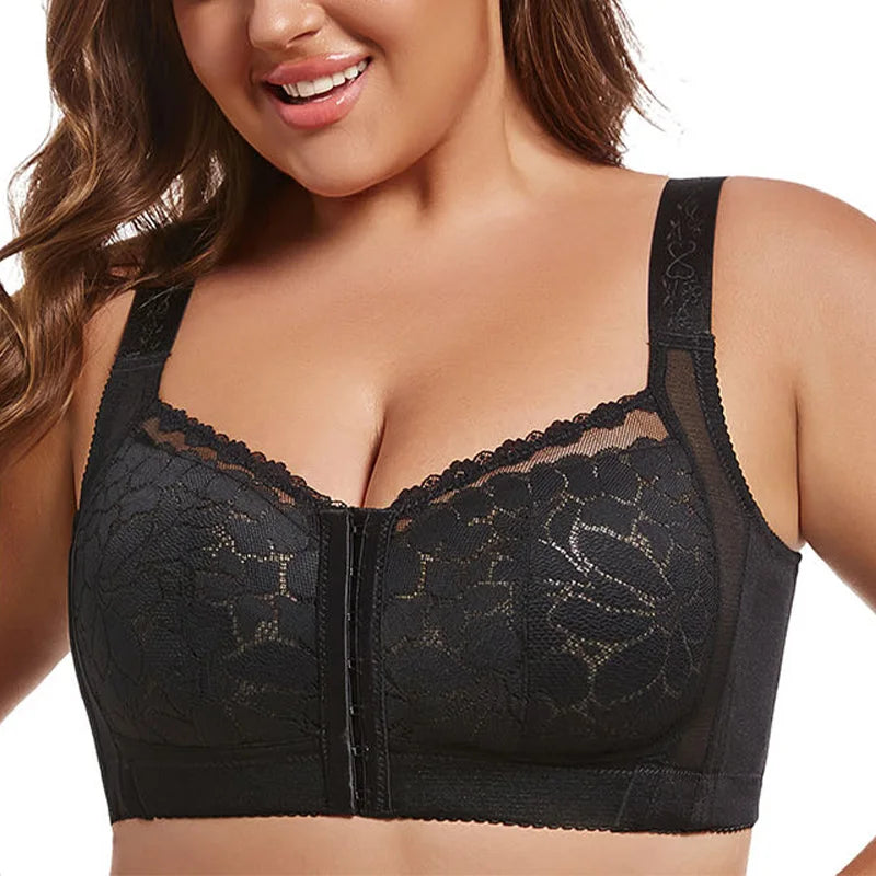 Bravellea Front Buckle Wireless Bra - Plus Size Adjustable Anti-Sagging Slimming