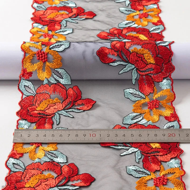 Bravellea Embroidered Tulle Trim 1 Yard - Soft Mesh Lace for Lingerie Crafts