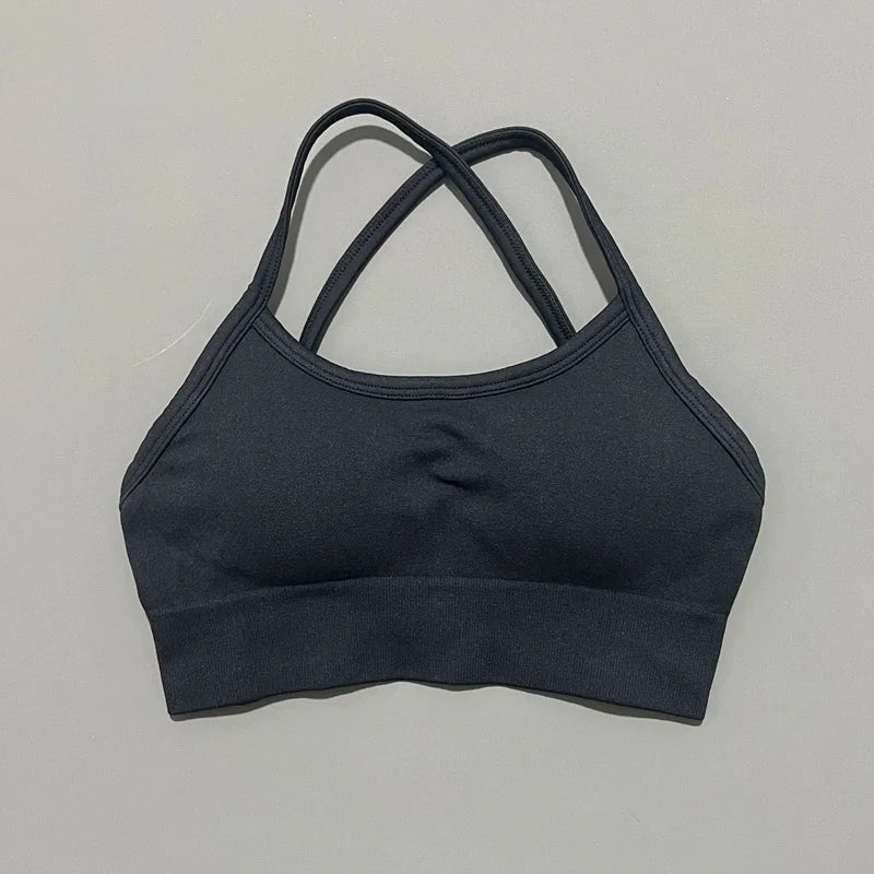 Bravellea Seamless Sports Bra - Push-Up Yoga Top with Removable Pads
