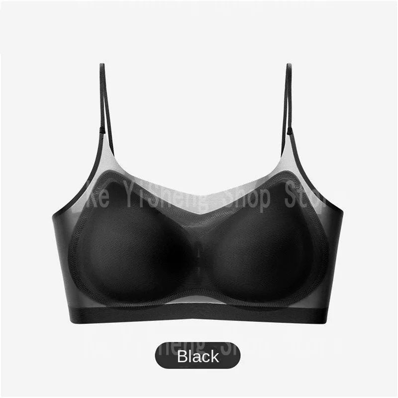 Breathable Ice Silk Bra Lingerie Women's seamless back halter vest wraps bra small breasts sexy and comfortable