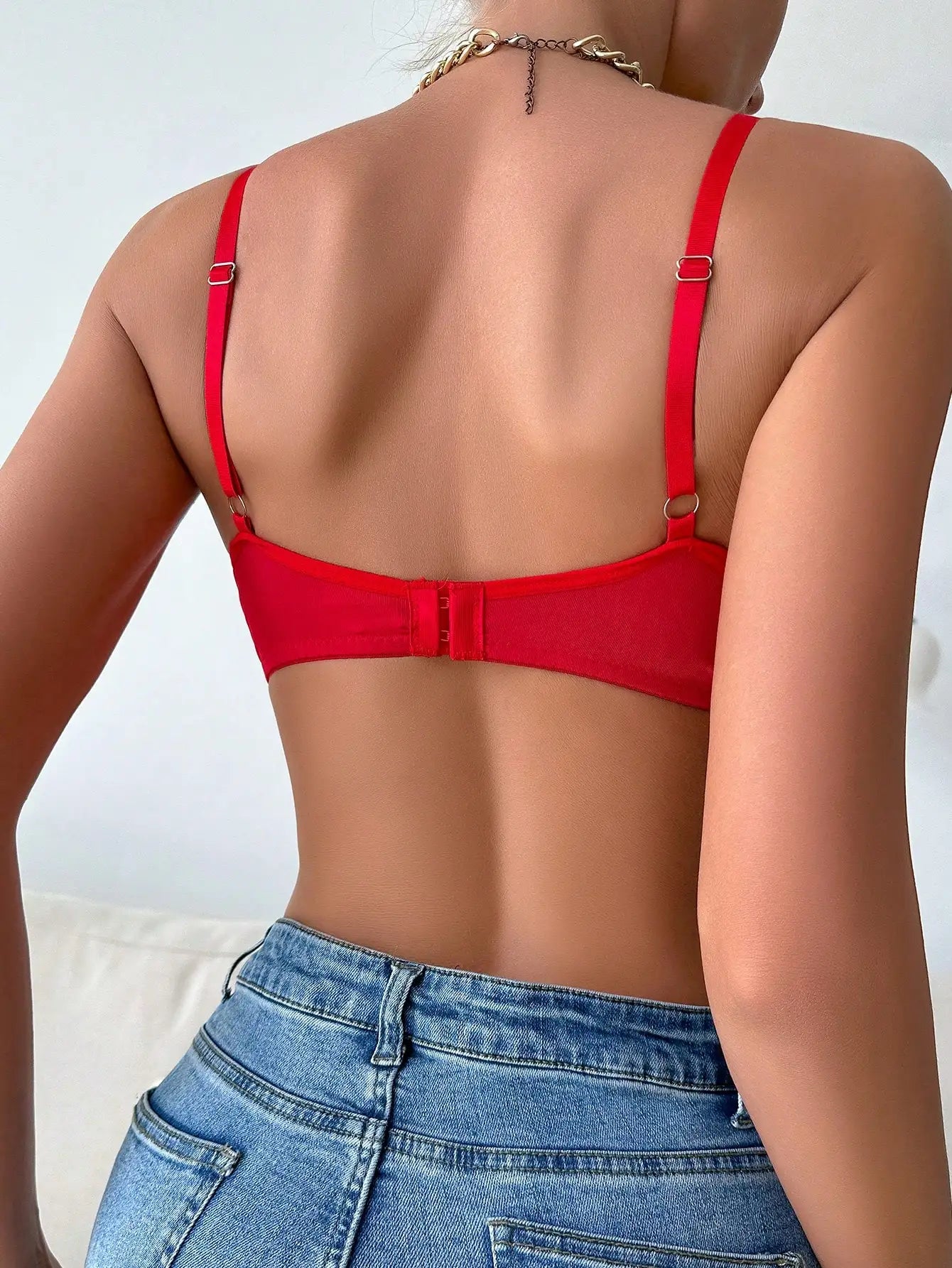 Bravellea Sexy Red Lace Push-Up Bra - Underwired Padded Adjustable Lingerie