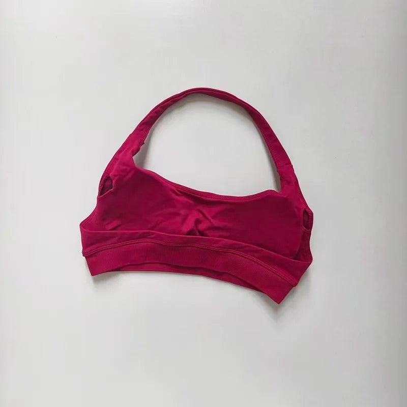 Bravellea Shockproof Seamless Halter Sports Bra - Open Back Push-Up Top