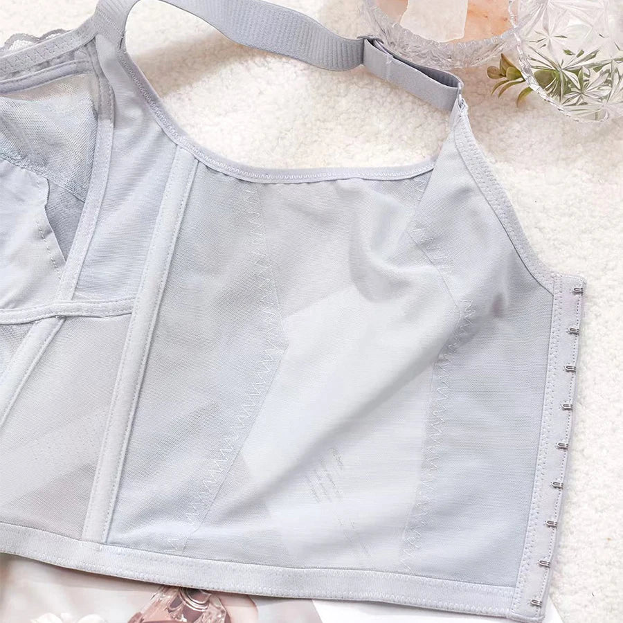 Bravellea Lace Wireless Long Bra - Adjustable Full Cup Body Shaping M-XXL