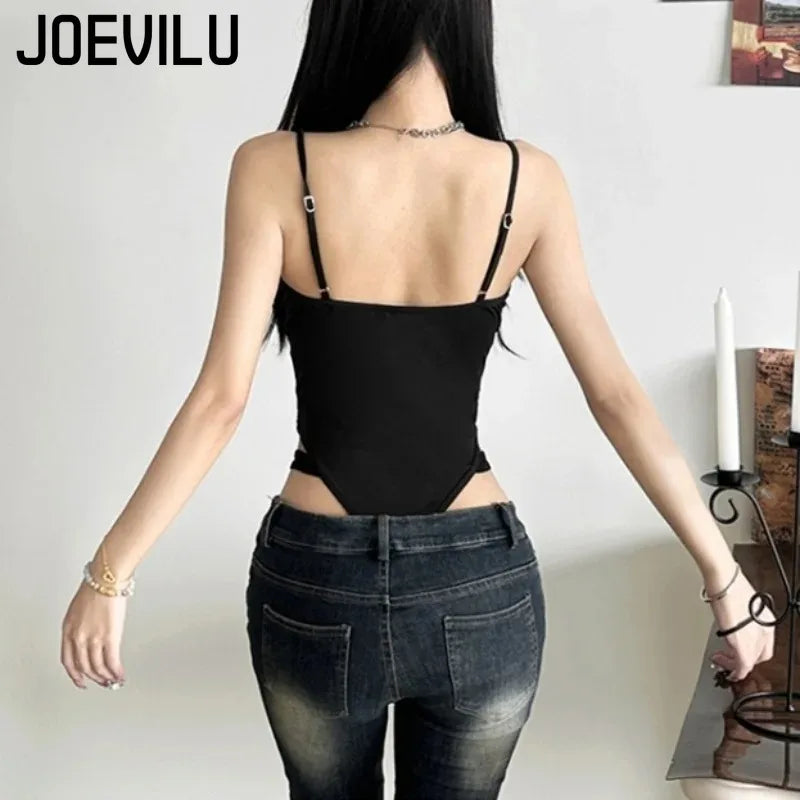 Bravellea Y2K Hollow Out Bodysuit - Spaghetti Strap Bodycon Streetwear