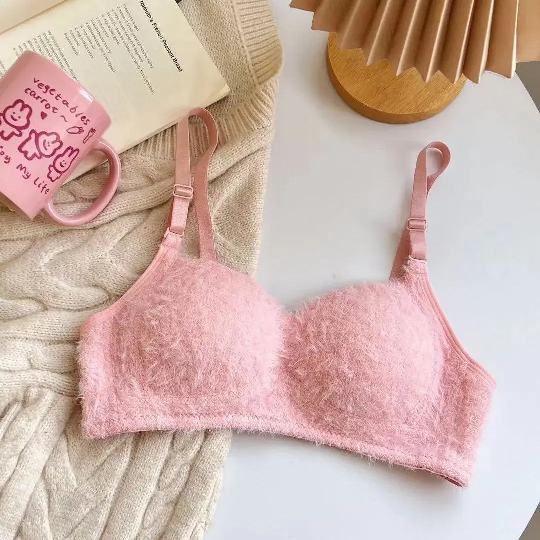Bravellea Winter Fluffy Gathering Bra - Wireless Comfort Push-Up for Girls