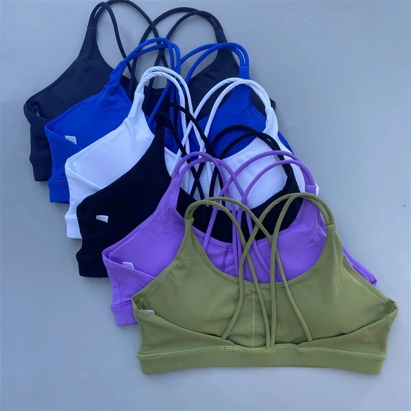 Bravellea Solid Color High Strength Sports Bra - Soft Tight Fitness Top with Chest Pad