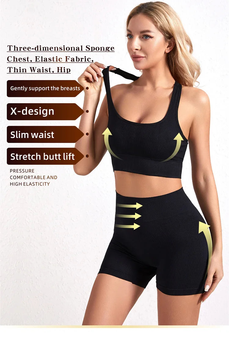 Bravellea Wireless Sports Bra & Panty Set - Seamless Crop Top Fitness Lingerie.