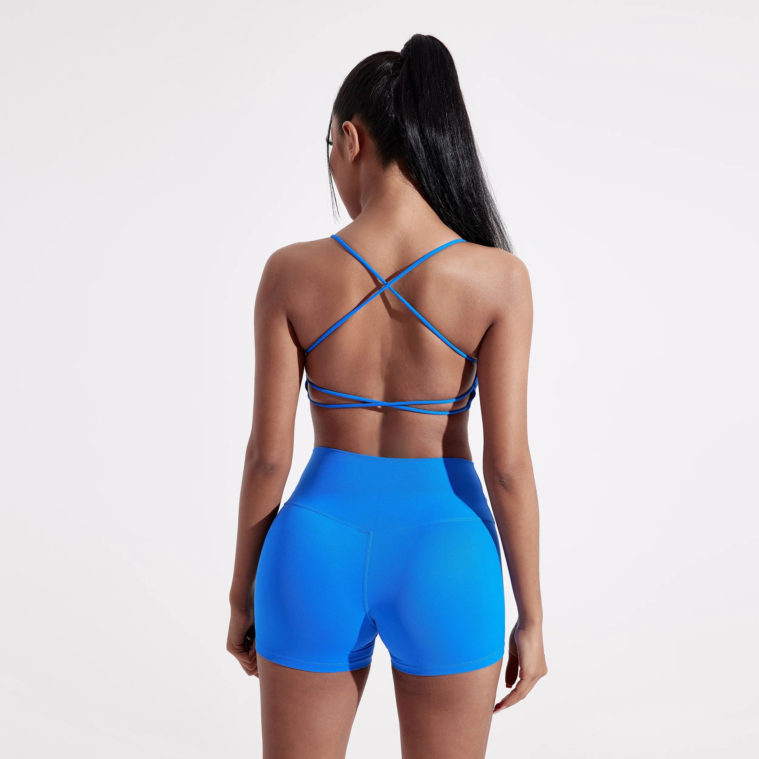 Bravellea Solid Color Gym Yoga Bra - Cross Back High Strength Sports Top.