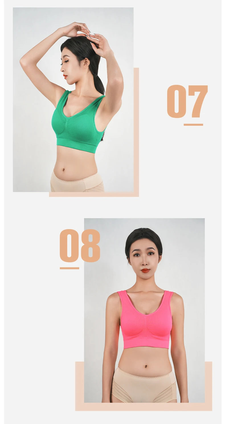 Bravellea Sports Bra - Removable Padded Shockproof Fitness Yoga Vest S-5XL