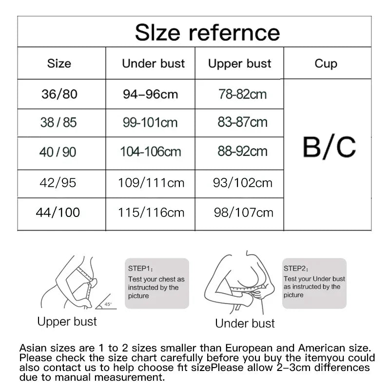 Bravellea Sexy Lace Thin Bras Plus Size - 36-44 B/C Cup Push-Up French Deep V