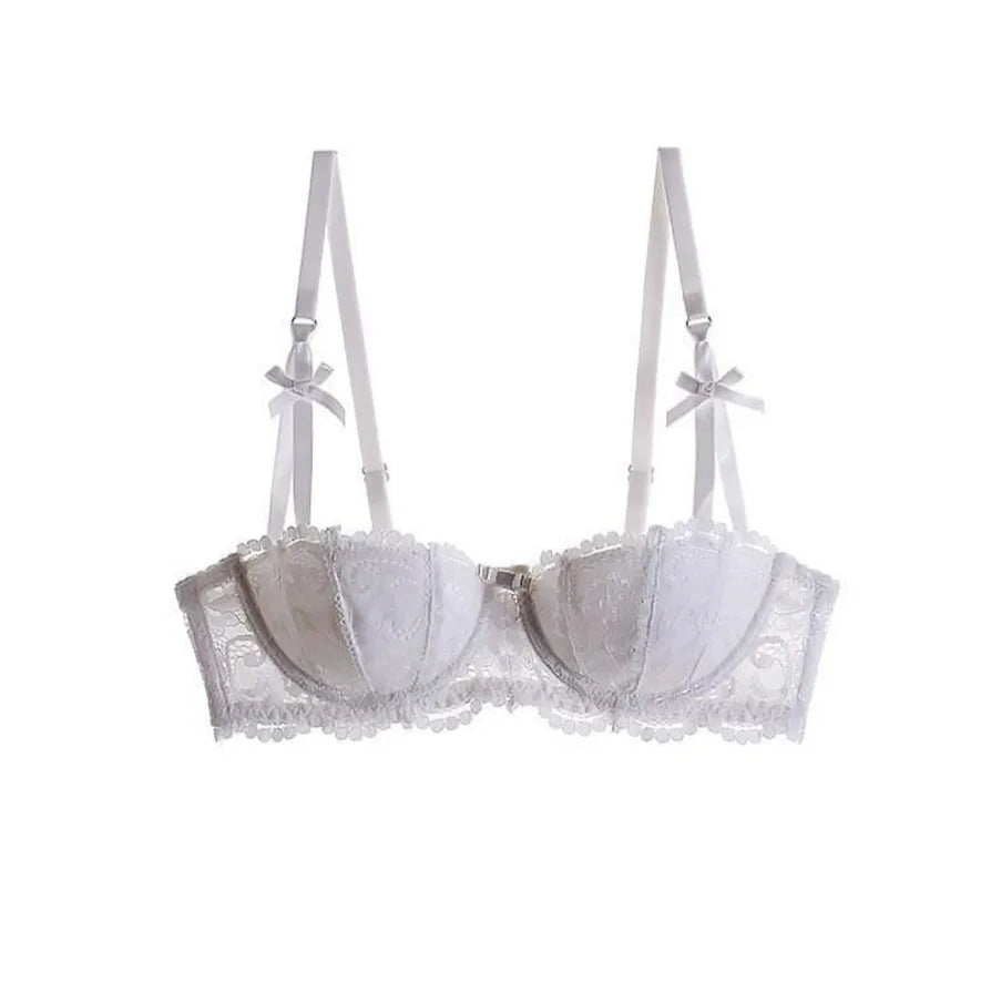 Bravellea Sexy Lace Half Cup Bra - French Style Deep V Push-Up Bralette