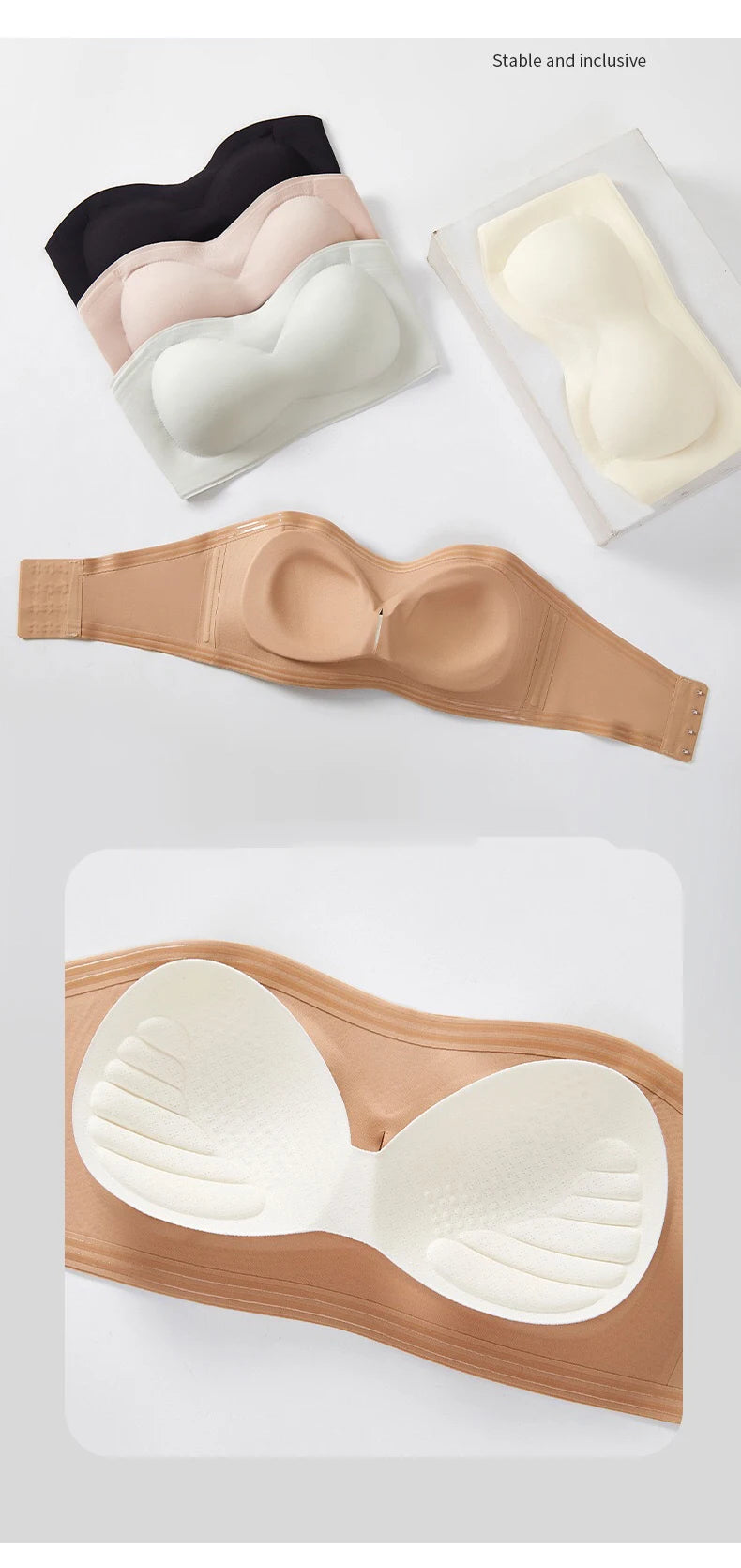 Bravellea Strapless Adhesive Bra Set - Push-Up Non-Slip Invisible 2pcs