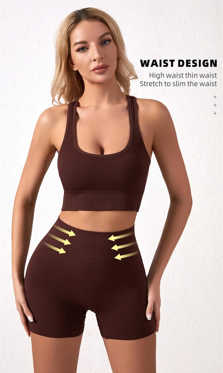 Bravellea Wireless Sports Bra & Panty Set - Seamless Crop Top Fitness Lingerie.
