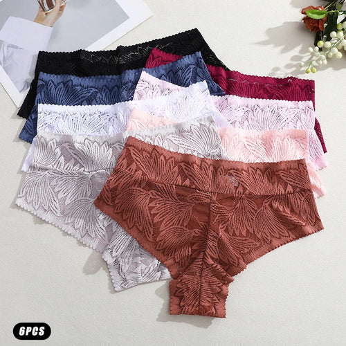Bravellea Sexy Lace Panties 6-Pack - High Waist Breathable G-String.