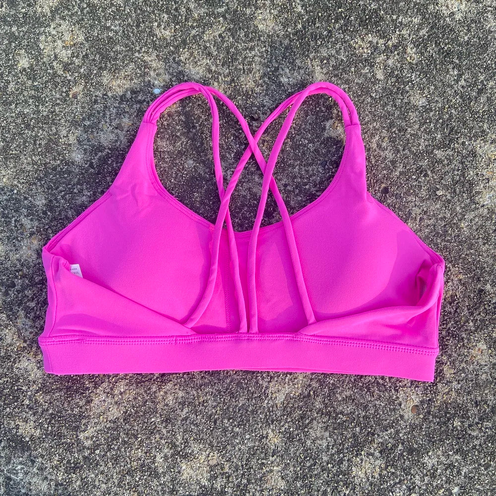 Bravellea Solid Color High Strength Sports Bra - Soft Tight Fitness Top with Chest Pad