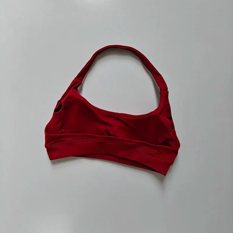 Bravellea Shockproof Seamless Halter Sports Bra - Open Back Push-Up Top