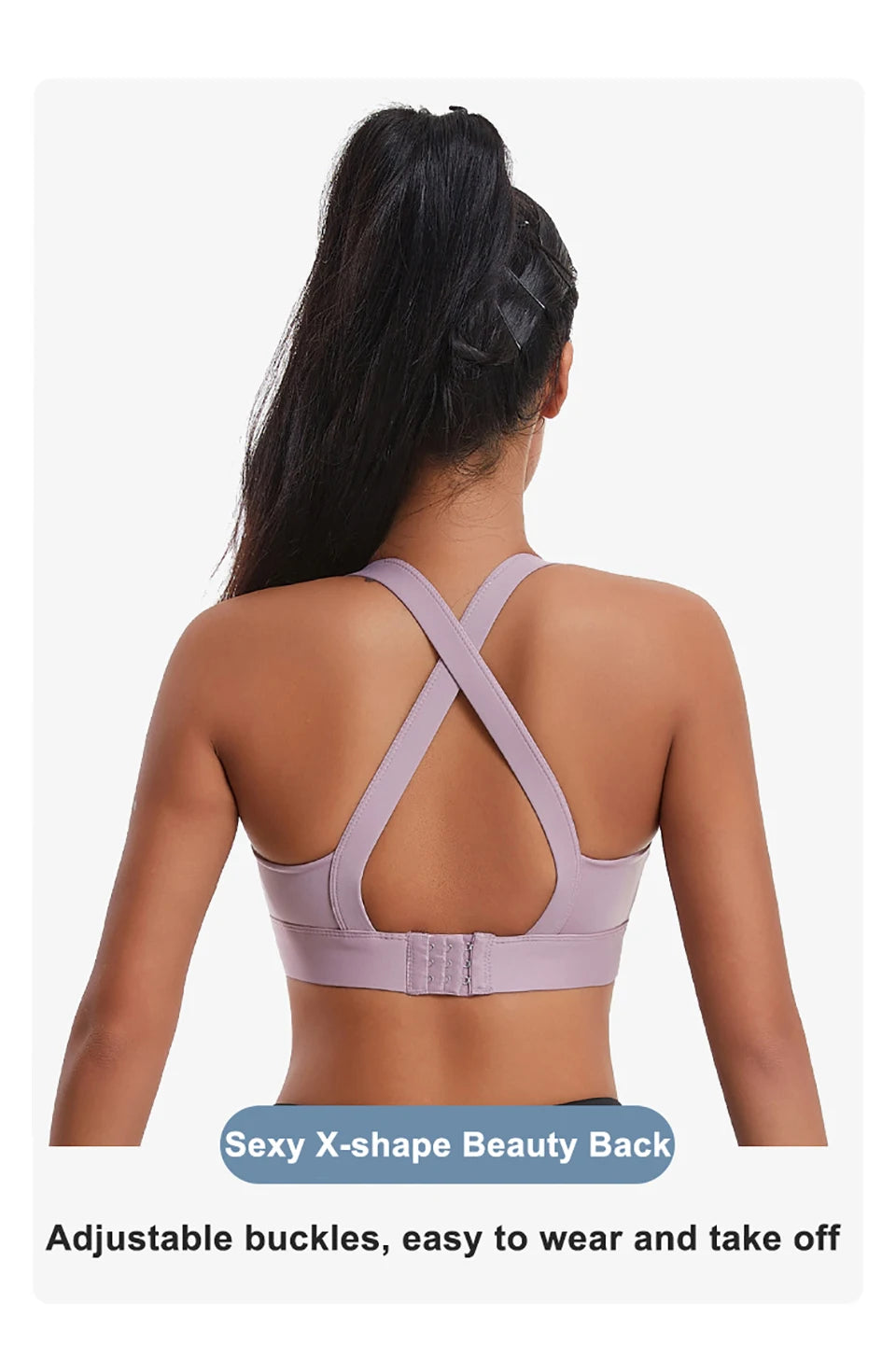 Bravellea High Impact Sports Bra - Criss Cross Back Shockproof Workout Top