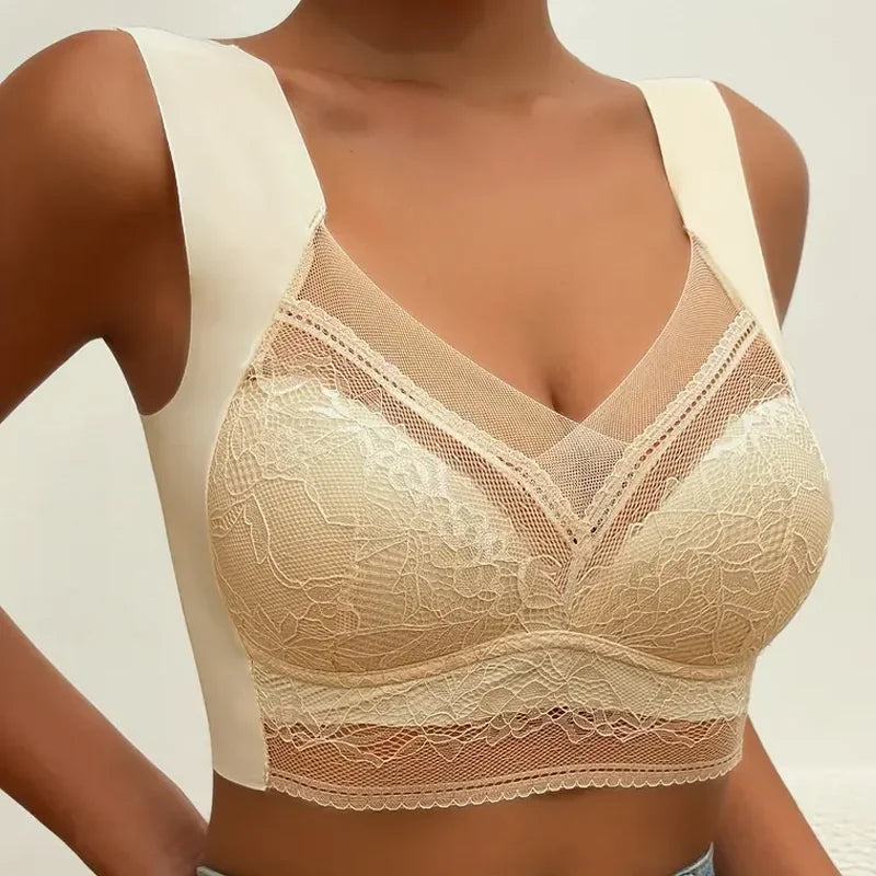 Bravellea 3-Pack Lace Bralette Set - Deep V Push-Up Plus Size L-5XL