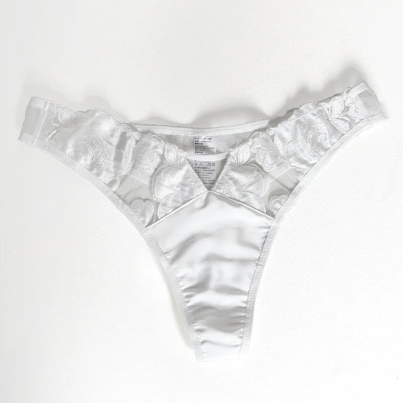 Bravellea French Rose Embroidery Set - Ultra-Thin Lace Bra & Panty