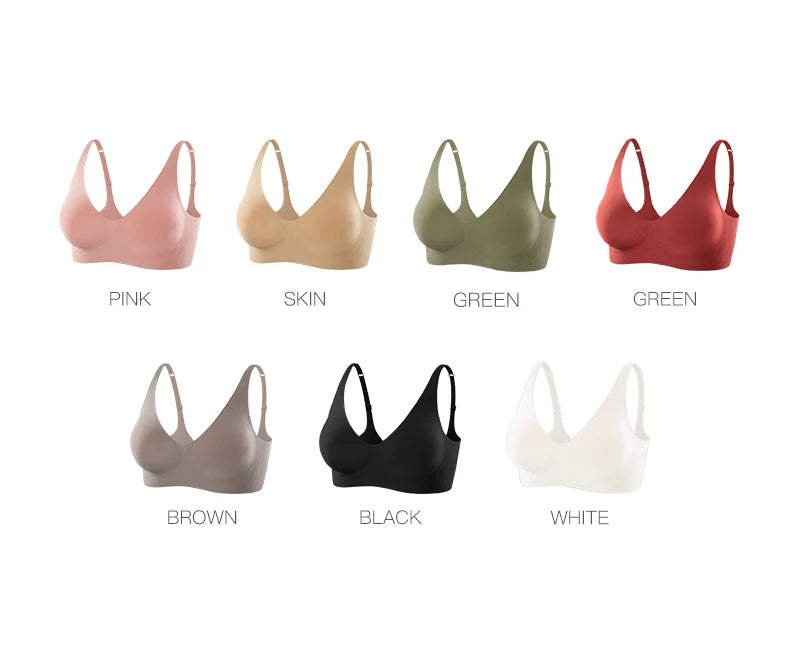 Bravellea Plus Size Seamless Wireless Bra - Plunge Padded Push-Up Bralette
