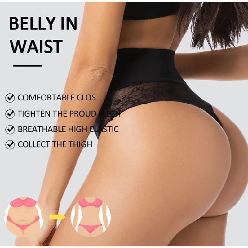 Bravellea Shapewear Thong Panties - High Waist Butt Lifter Body Shaper.