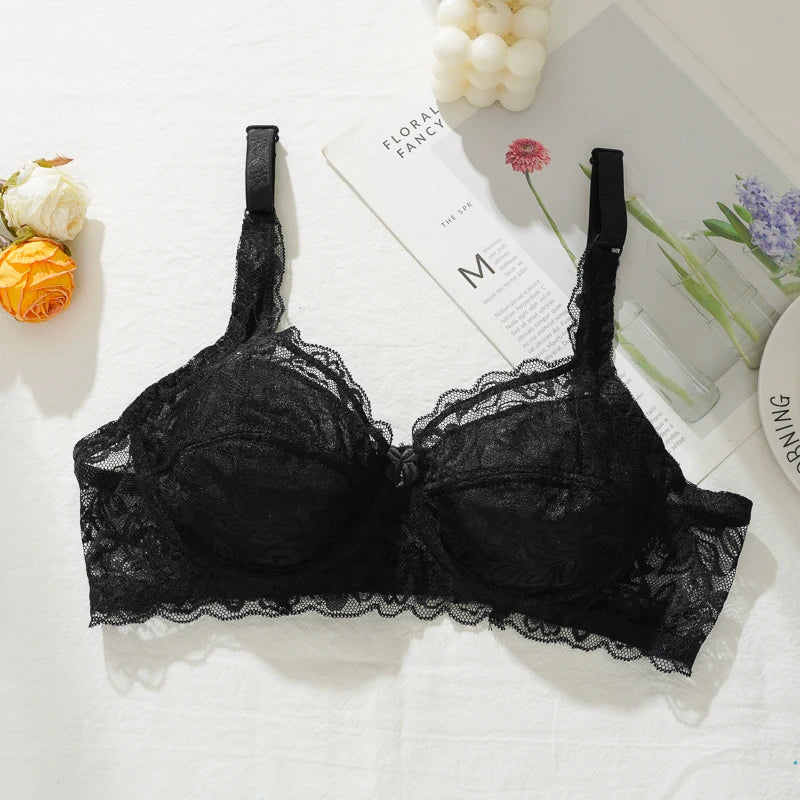 Bravellea Sexy Lace Thin Bras Plus Size - 36-44 B/C Cup Push-Up French Deep V