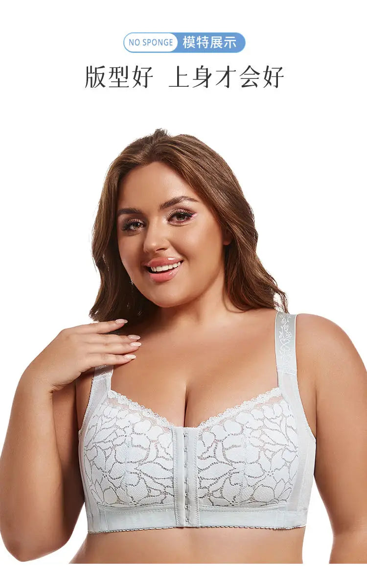 Bravellea Front Buckle Wireless Bra - Plus Size Adjustable Anti-Sagging Slimming
