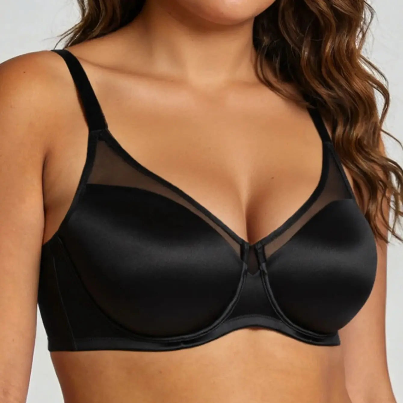 Bravellea Seamless Underwire Full Coverage Bra - Unlined Lace Comfort Push-Up