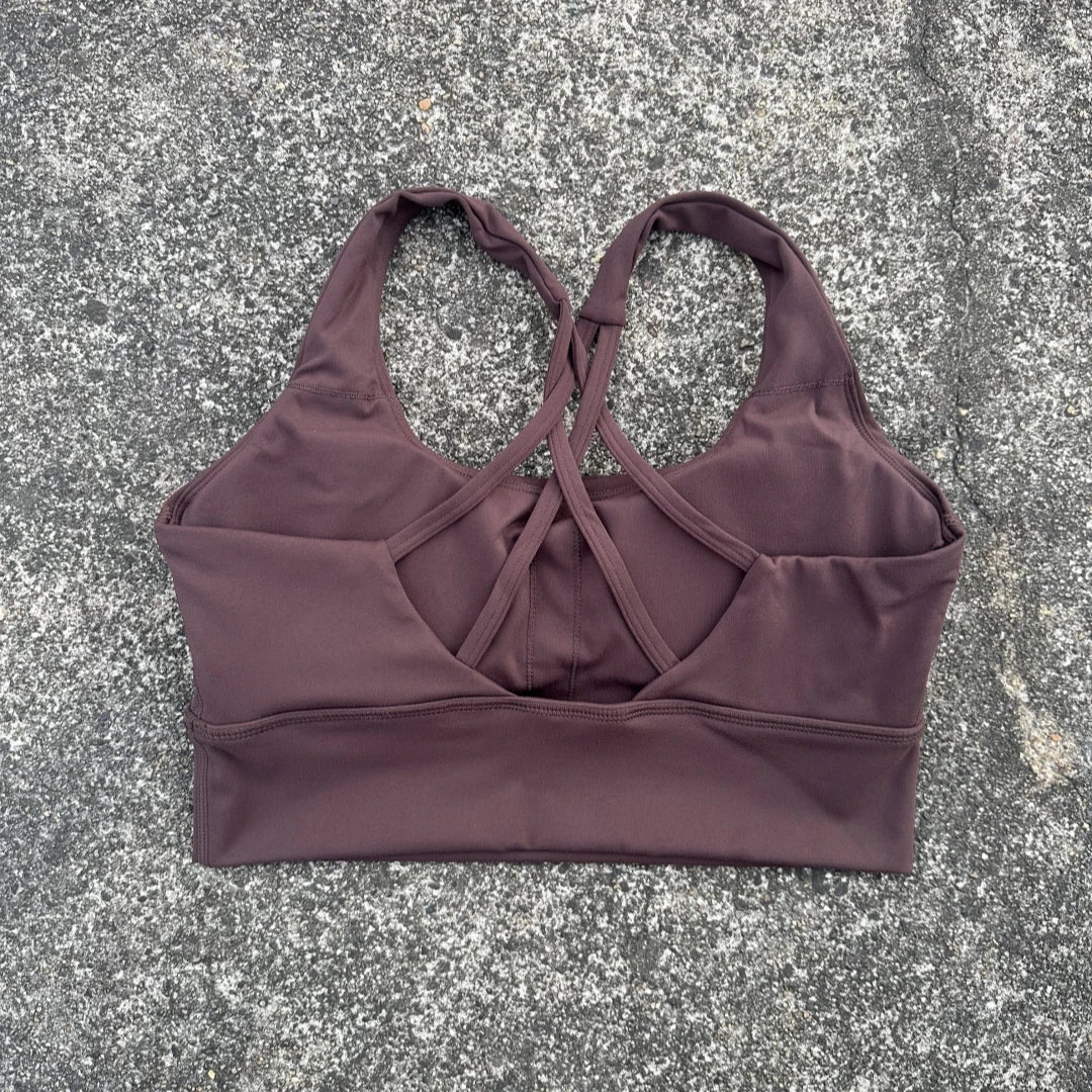Bravellea Gym Yoga Sports Bra - Cross Back High Strength Padded Workout Top.