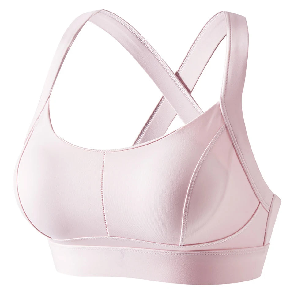 Bravellea High Impact Sports Bra - Criss Cross Back Shockproof Workout Top