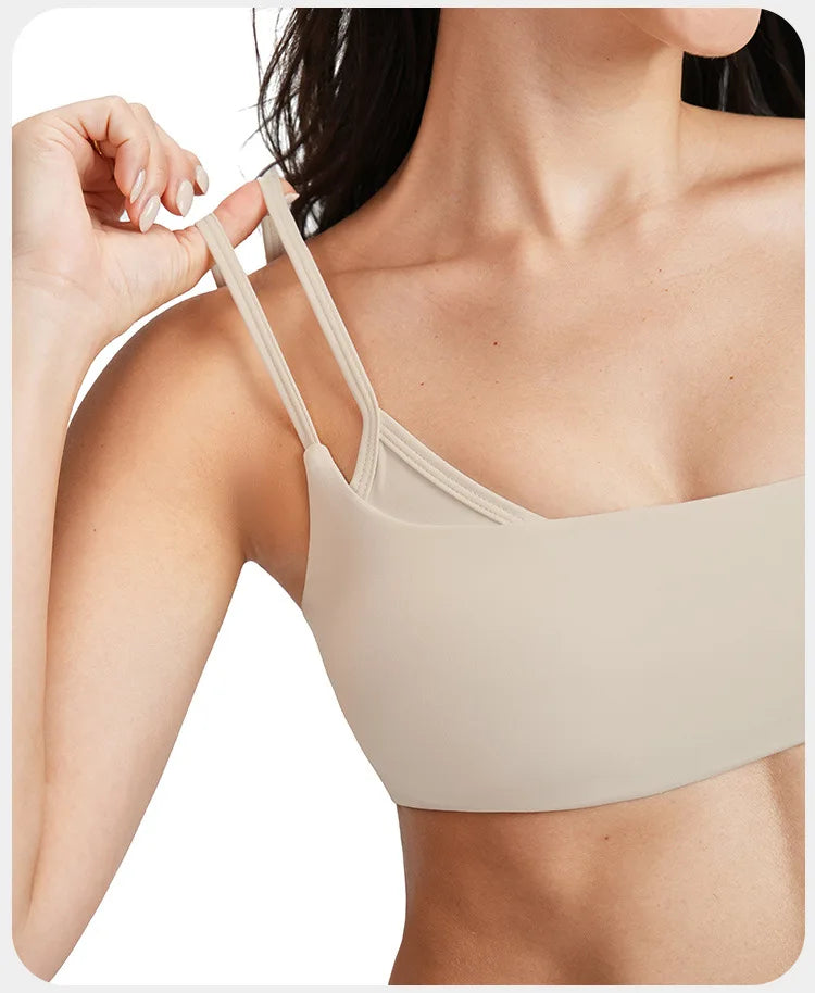 Bravellea Sexy Double Shoulder Strap Yoga Vest - Chest Cushion Sports Bra