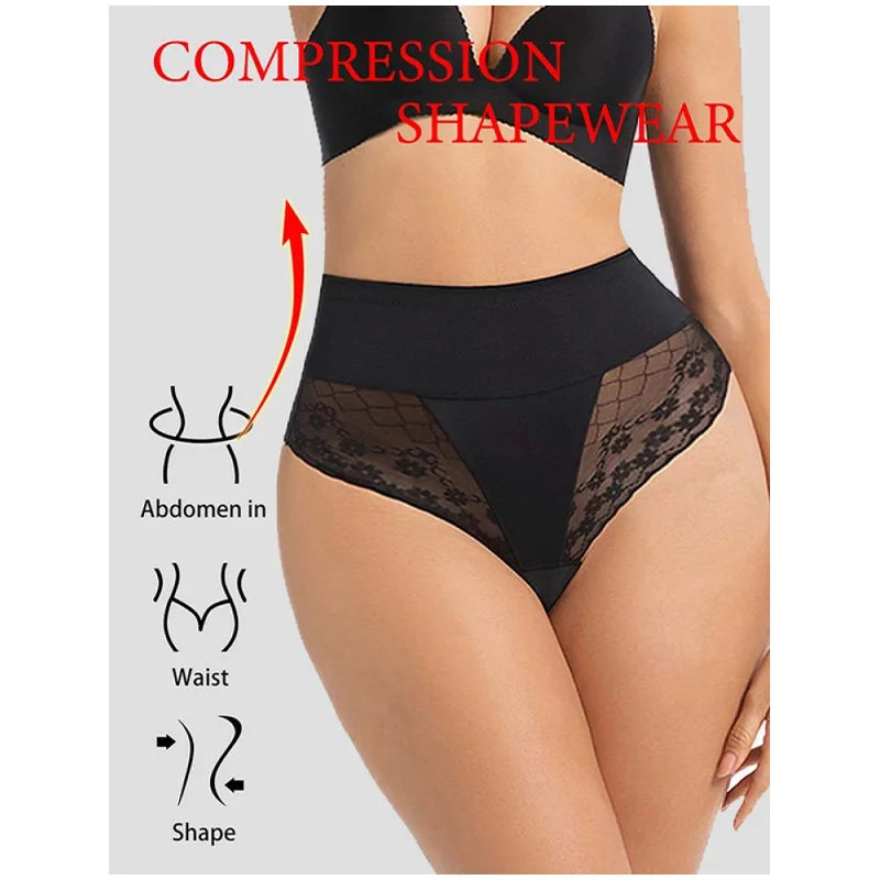 Bravellea Shapewear Thong Panties - High Waist Butt Lifter Body Shaper.