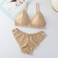 Bravellea Lace Bra & Panty Set - V-Neck Push-Up Sexy Low Waist Lingerie