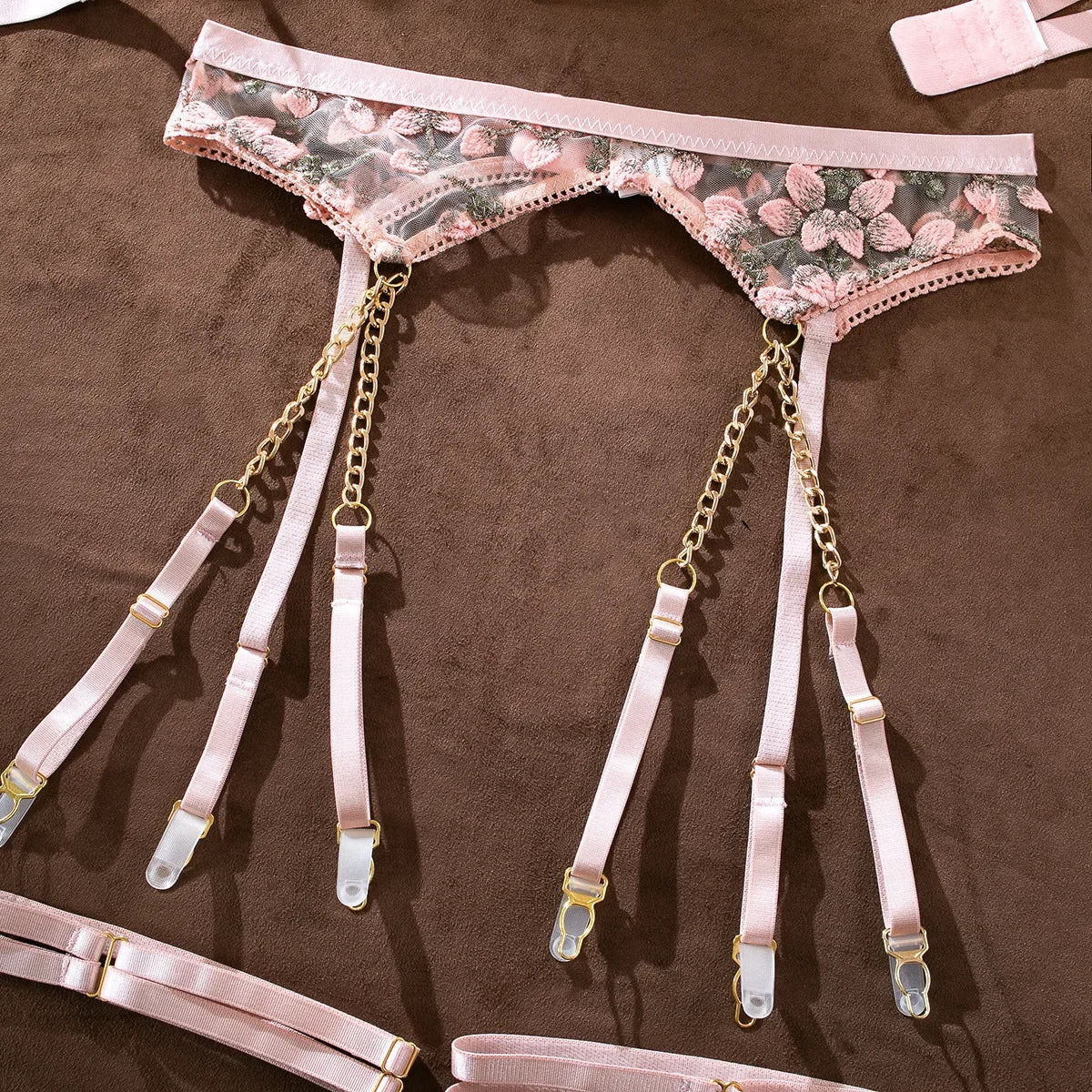 Bravellea Embroidered Flower Perspective Set - Sweet Sexy Chain 3-Piece