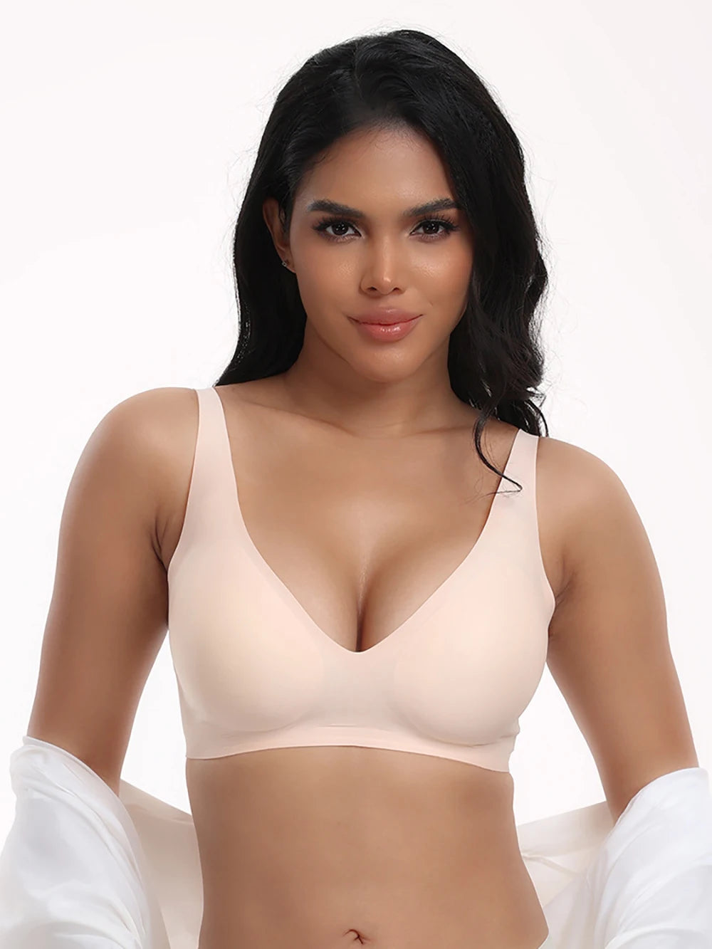 Bravellea Jelly Wireless Bra - Deep V Push-Up Seamless T-Shirt Plunge