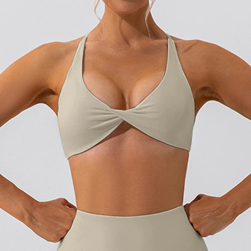 Bravellea Crease Sports Bra - Sexy Back Cross Breathable Running Top