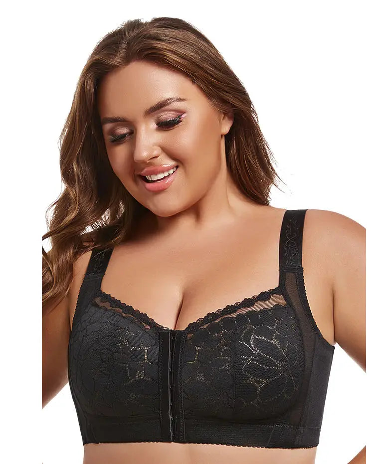 Bravellea Front Buckle Wireless Bra - Plus Size Adjustable Anti-Sagging Slimming
