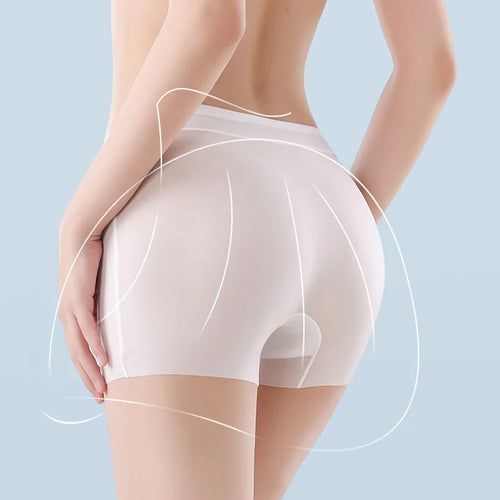 Bravellea Ice Silk Boxer Briefs 3-Pack - Women's Seamless High Waist Safety Shorts.