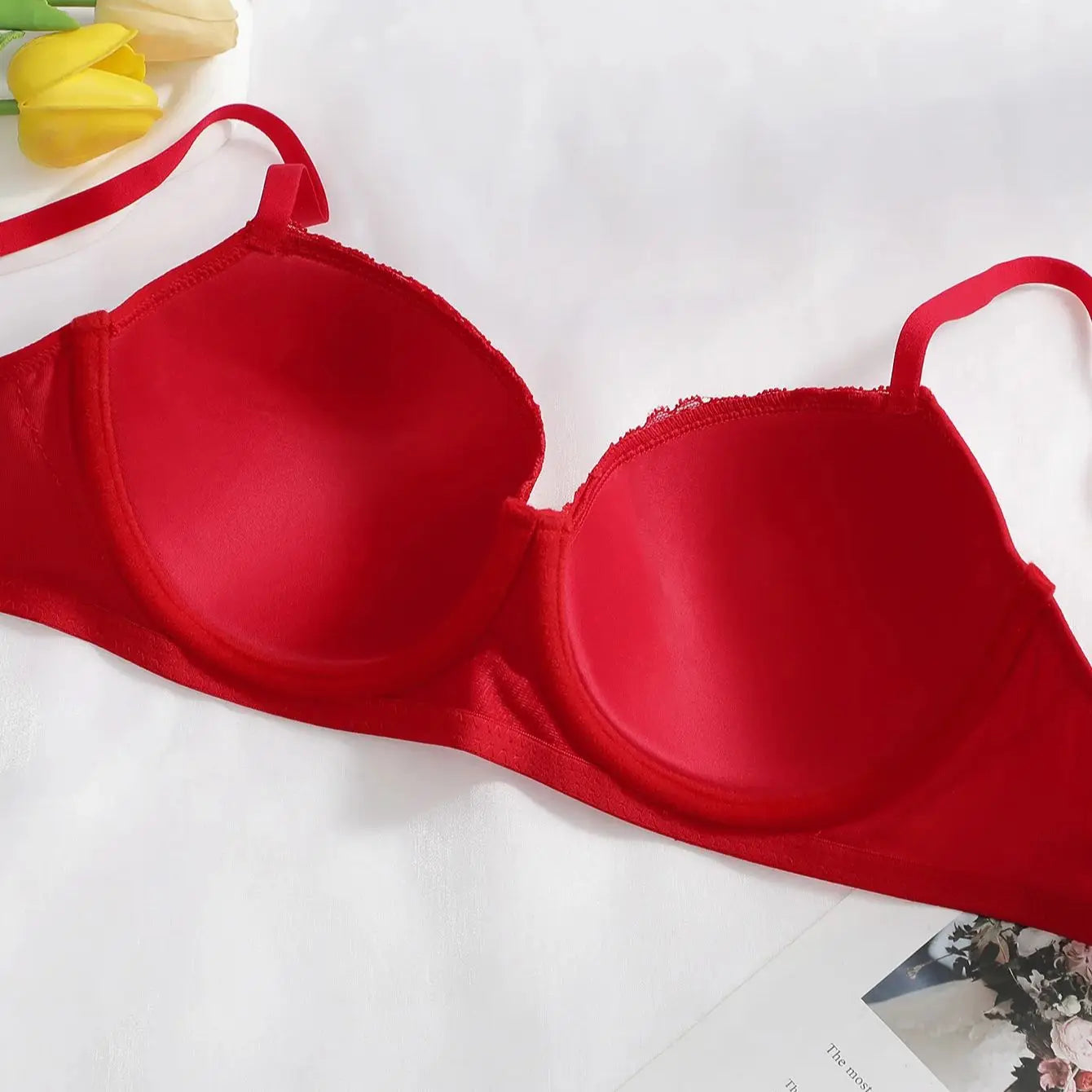 Bravellea Sexy Red Lace Push-Up Bra - Underwired Padded Adjustable Lingerie
