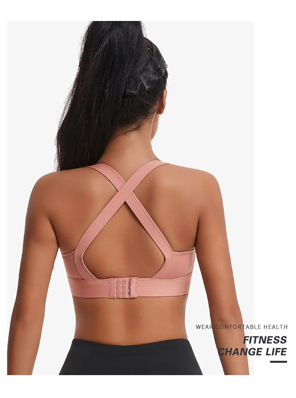 Bravellea High Impact Sports Bra - Criss Cross Back Shockproof Workout Top