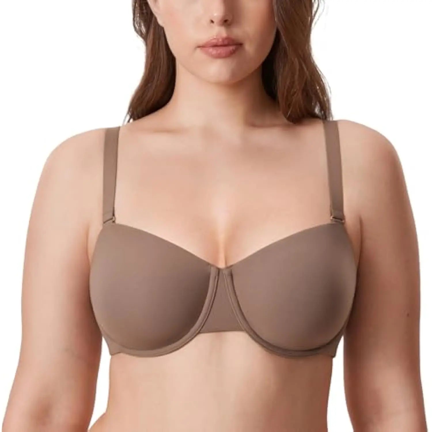 Bravellea Plus Size Balconette Bra - Full Coverage Seamless Unlined Underwire