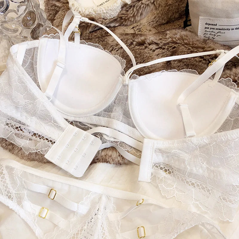 Bravellea Sexy Hollow Bandage Set - European Lace Push-Up Bra & Panty