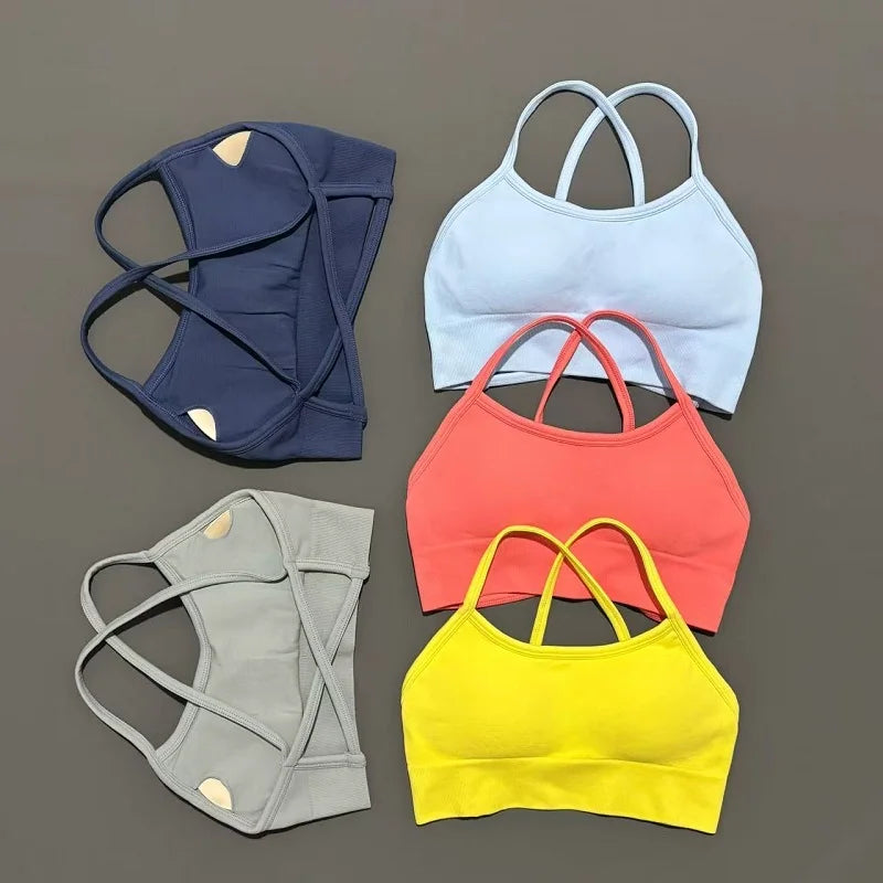 Bravellea Seamless Sports Bra - Push-Up Yoga Top with Removable Pads